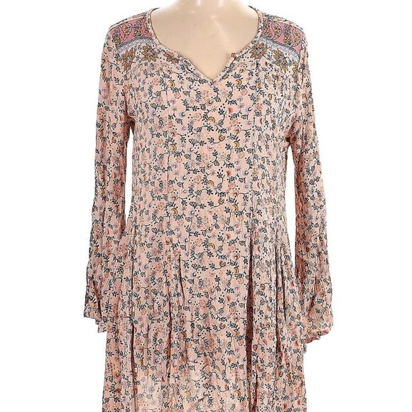 Patrons of Peace Floral Tunic/Minidress; Women's Large; Rayon; Bell Sleeves; EUC - Picture 1 of 7